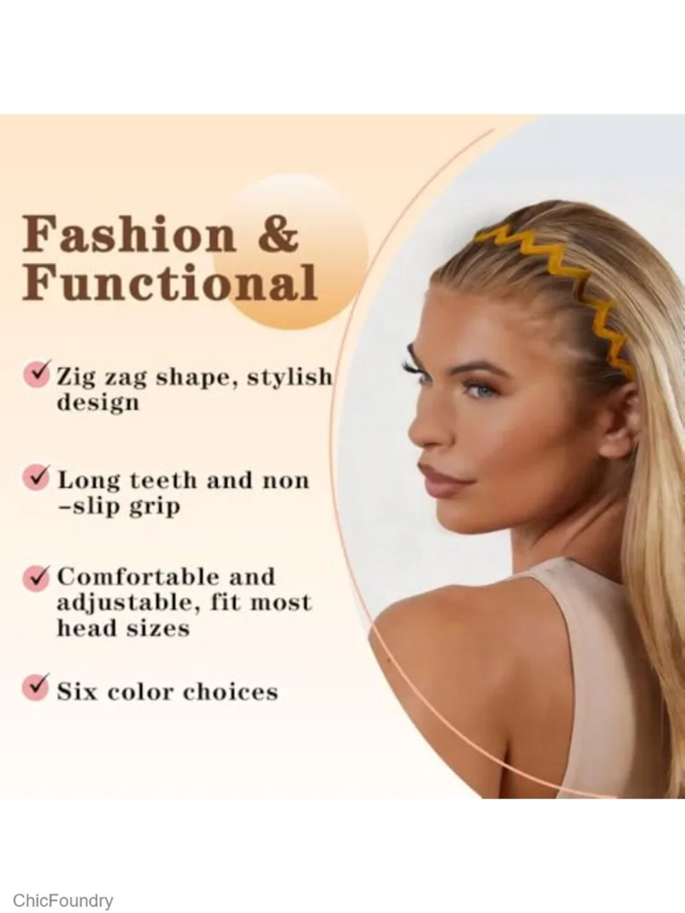 10 Pack Zig Zag Headbands for Women Non Slip Teeth Plastic Hair Bands 90s Retro